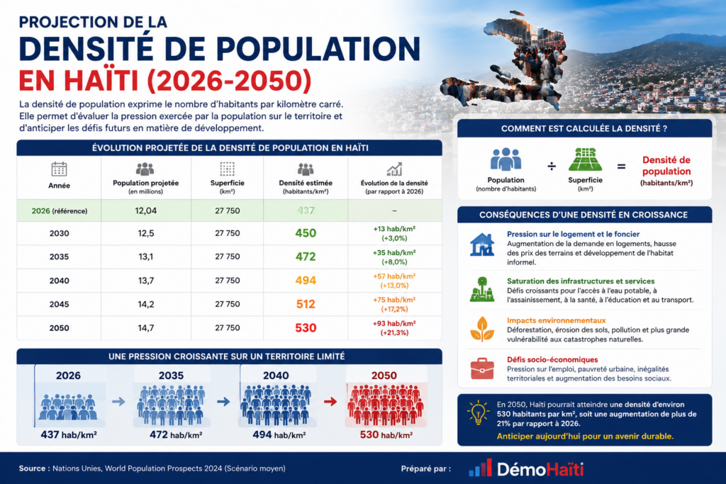 projection de la densité de population en Haïti